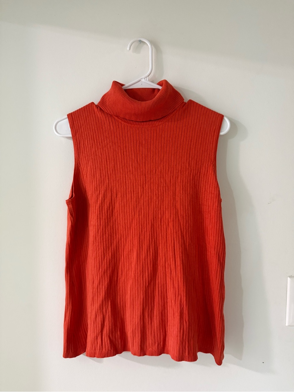 Chico's Sleeveless Ribbed Turtleneck Tank - Orange-Red
